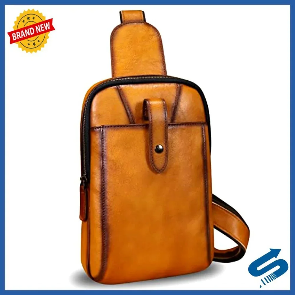 Genuine Leather Sling Backpack Crossbody Bag Shoulder Bag Medium
